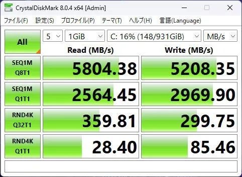 CrystalDiskMarkの画像