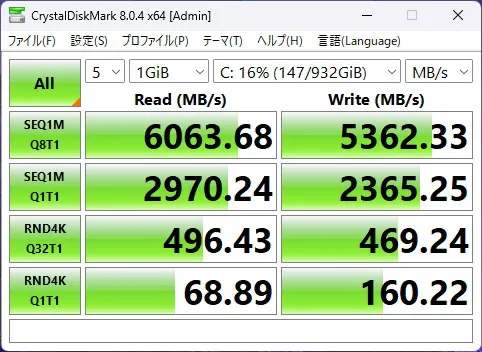 CrystalDiskMarkの画像