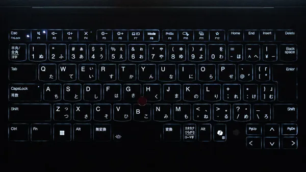 ThinkPad X1 Carbon Gen 13 Aura Editionのキーボードバックライトの写真