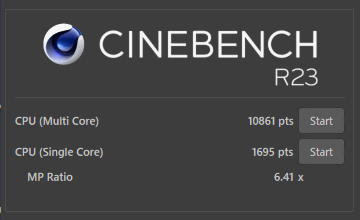 ThinkPad P14s Gen 5 AMDのCINEBENCH R23のスコア画像