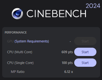 ThinkPad P14s Gen 5 AMDのCINEBENCH 2024のスコア画像