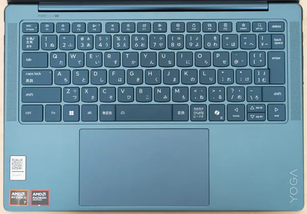 Yoga Slim 7 Gen 10(14型 AMD)のキーボード写真