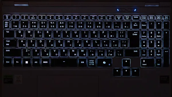 DAIV S5-A7G60SR-Aのキーボードバックライトの写真