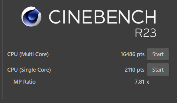 DAIV Z4-I7I01SR-BのCINEBENCH R23のスコア画像