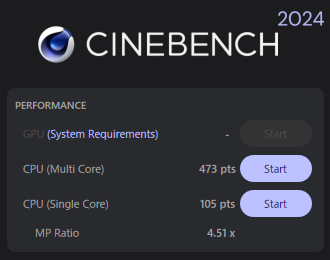 Core Ultra 7 255UのCIEBENCH 2024のスコア
