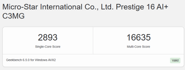 Geekbench 6のスコア