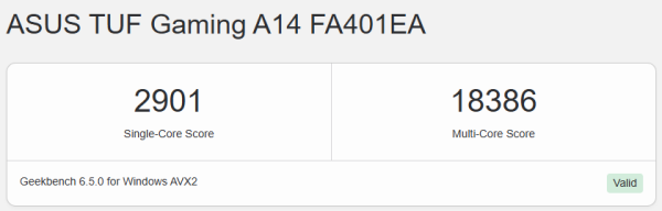 Geekbenchのスコア