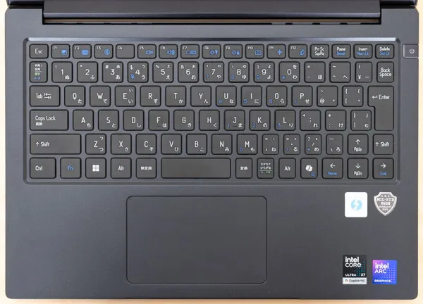 iiyama PC SENSE-14FHX31-UX7-URSXのキーボード写真